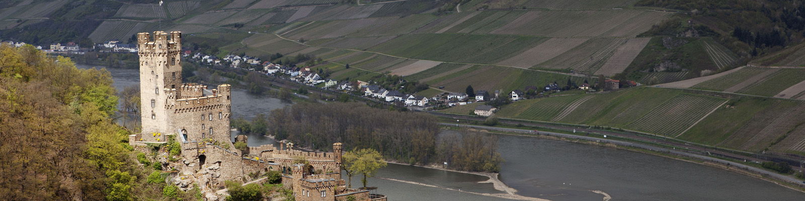 Ausblick in das Rheintal von der Burg Sooneck